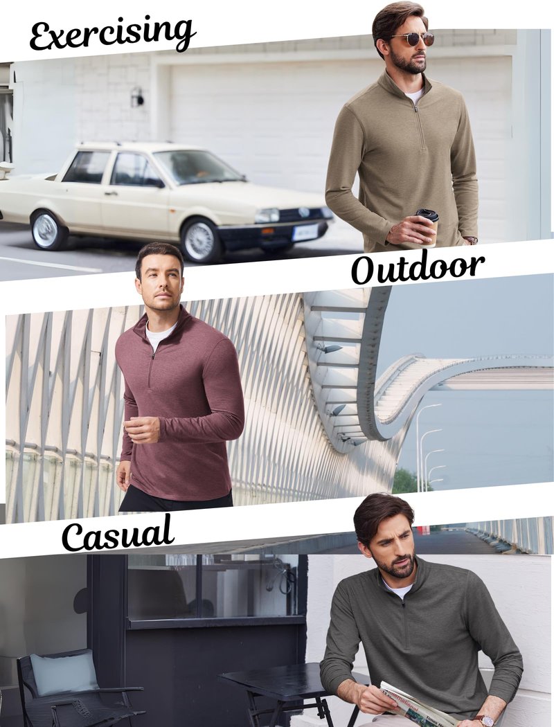PINSPARK Men's Quarter Zip Up Lightweight Pullover Mock Neck Sweatshirts Long Sleeve Golf shirts Performance Athletic Casual