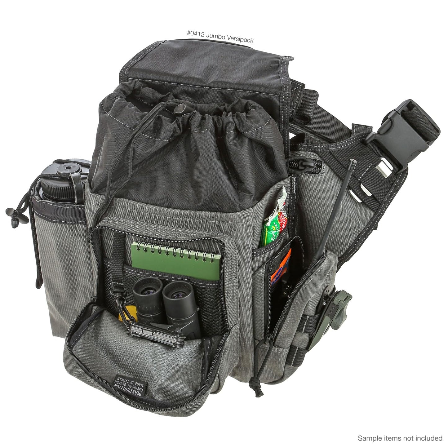 MAXPEDITION Jumbo Versipack (Wolf Gray) 7.4L Tactical Crossbody Sling Bag for EDC, CCW Concealed Carry, Survival, Includes Ergonomic 2" Strap with Comfortable Pad, 0412W