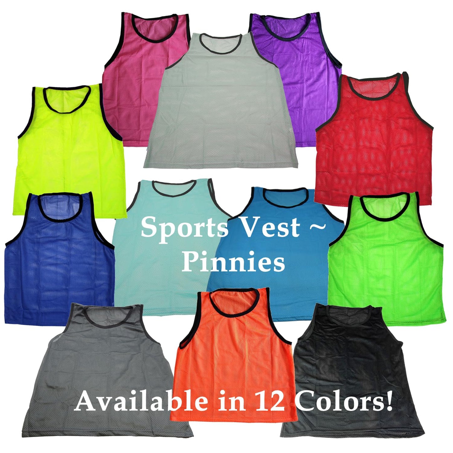 BlueDot Trading Boys 12 Pack Nylon Mesh Scrimmage Vests for Soccer, Football, Basketball, Lacrosse Team Practice Sports Training aids, Green, One Size US
