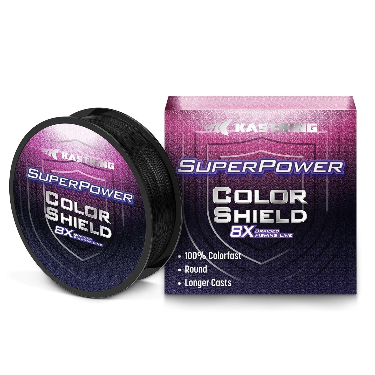 KastKing Superpower ColorShield Braided Fishing Line, Black,20LB,500Yards,X8
