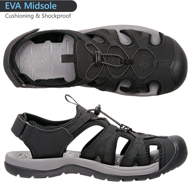Men's Hiking Sandals - Closed Toe Waterproof Outdoor Beach Shoes | Sport Fisherman Design