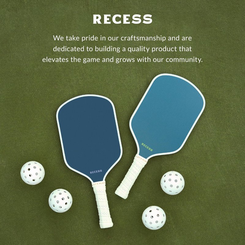 Recess Pickleball Starter Set, Premium Pickleball Paddles Set of 2 & Four (4) Pickle Balls - Strong & Durable Fiberglass, Lightweight, Honeycomb Core & Comfort Grip Handles - Perfect for Beginners