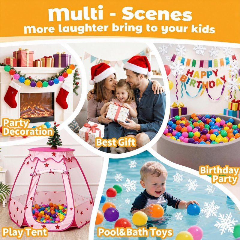 Suncuber Ball Pit Balls for Toddlers: 50 Colorful Non-Toxic Balls – BPA-Free, Phthalate-Free, Crush-Resistant Plastic, 2.2 Inches, Perfect Toy for Boys and Girls, Ideal for Ball Pit Play