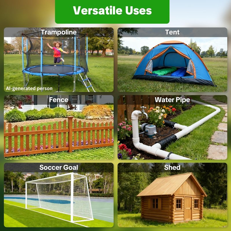 MOLANZ Heavy Duty Ground Anchors Screw-in Trampoline Stakes with Anti-Bend L-Plate, Multi-Hole & Safety Ring, Rust-Proof Steel for Tent, Shed, Swing Set, Fence, Garden, Outdoor (4Pack 21Inch)