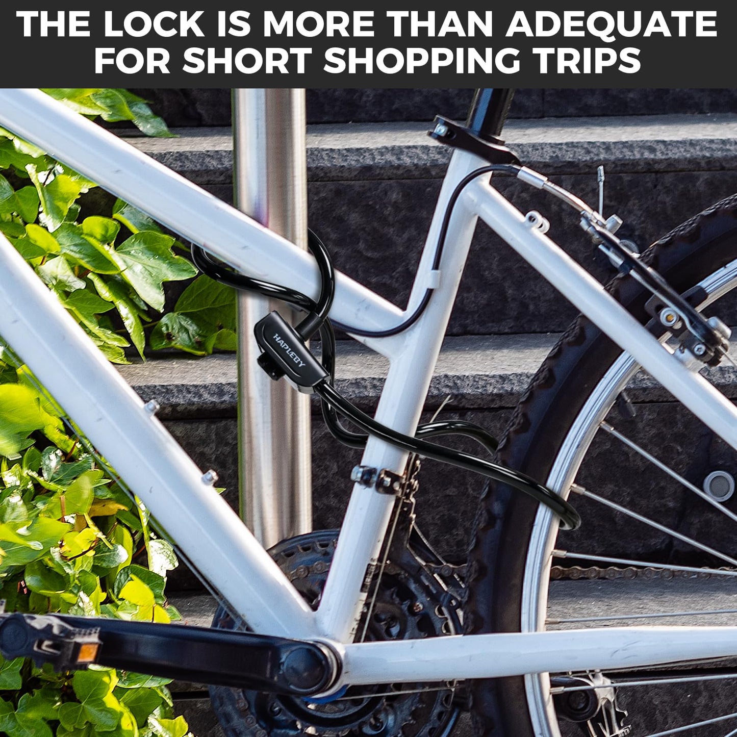 Hapleby Premium Bike Lock with 2pcs Keys, Professional Bike Cable Lock of 4 Feet, Heavy Duty Bicycle Lock Cable for Strong Anti-Theft, Come with 1PCS Mounting Bracket