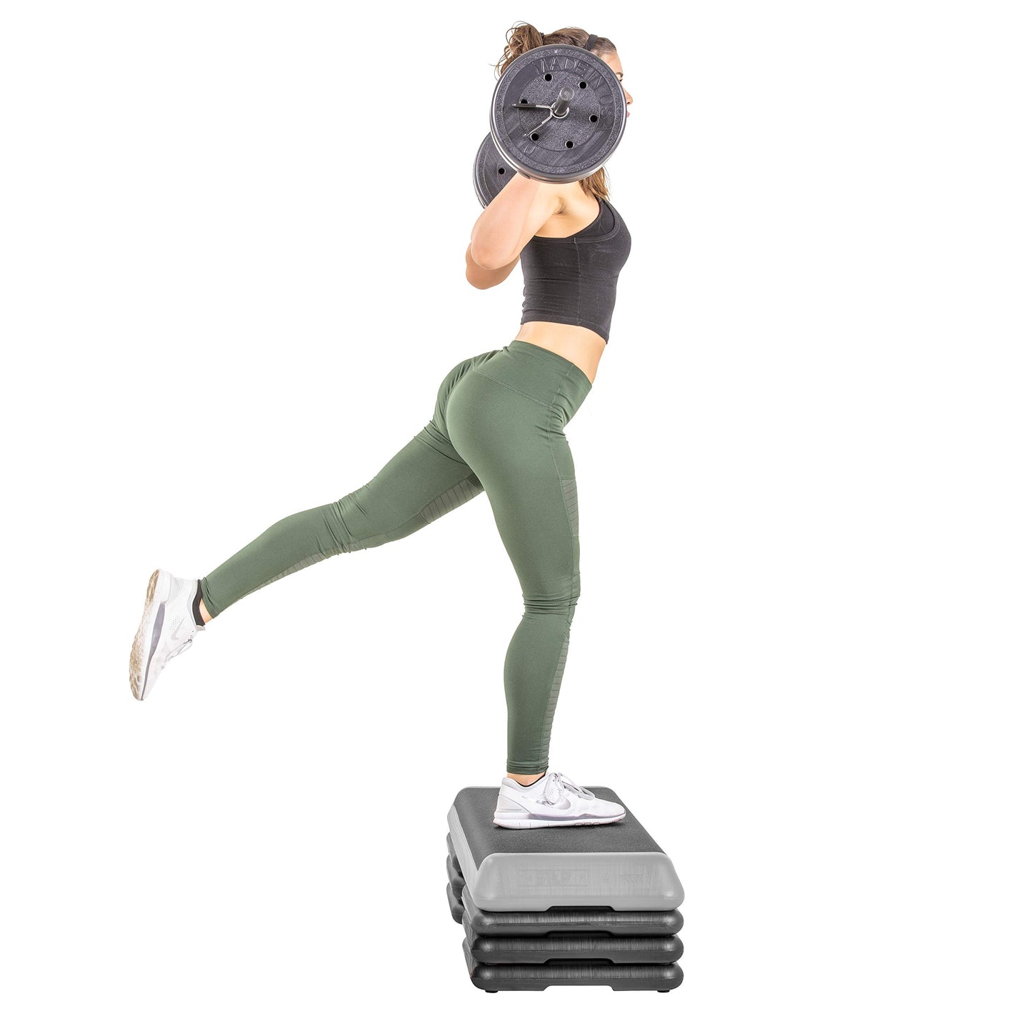 The Step (Made in USA Original Aerobic Platform for Total Body Fitness – Health Club 6 Risers Grey