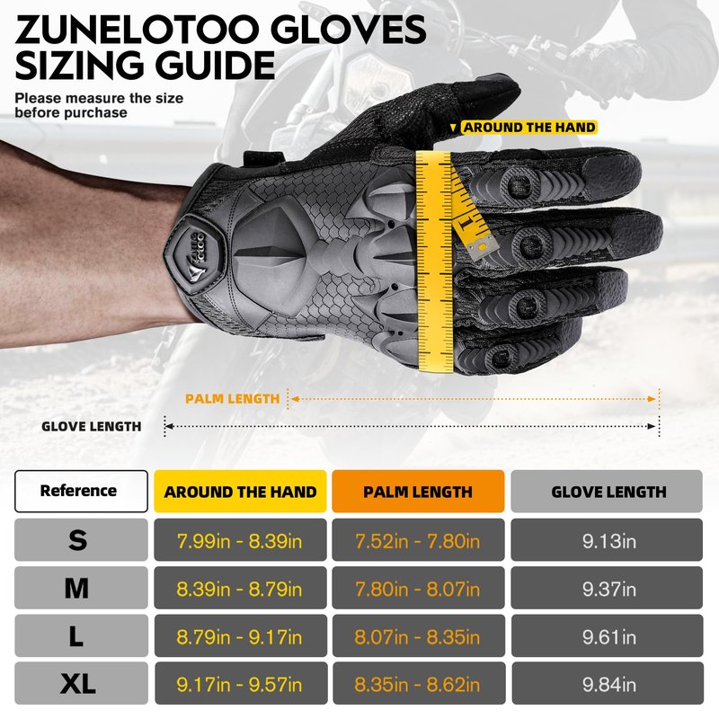 ZUNE LOTOO Tactical Gloves for Men, Black Touchscreen Motorcycle Gloves with Finger Impact Protection & Palm Padded, Safety Work Gloves for Paintball Airsoft Range Cycling Hiking Climbing Medium