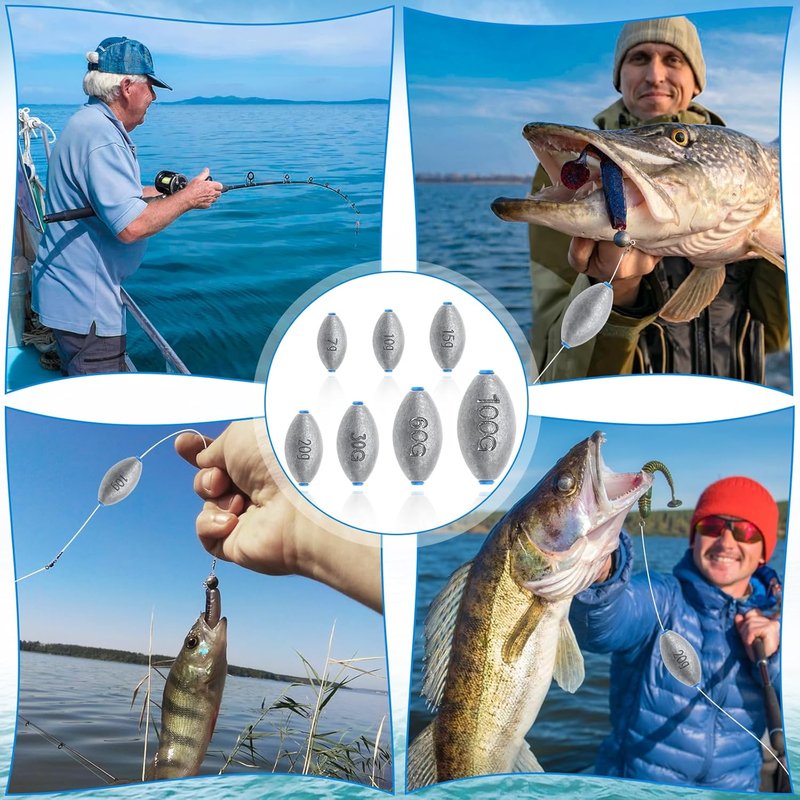 Egg Sinkers Fishing Weights - Lead Oval Bullet Design for Saltwater & Freshwater | 1/4oz to 3oz