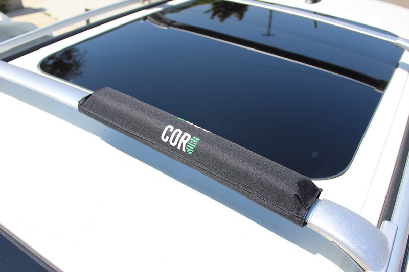 COR Surf Aero Roof Rack Pad and Premium No-Scratch Cam Buckle Tie Down Straps with Protective Silicone for Surf, SUP, Kayak and Canoe (19" Narrow Black)