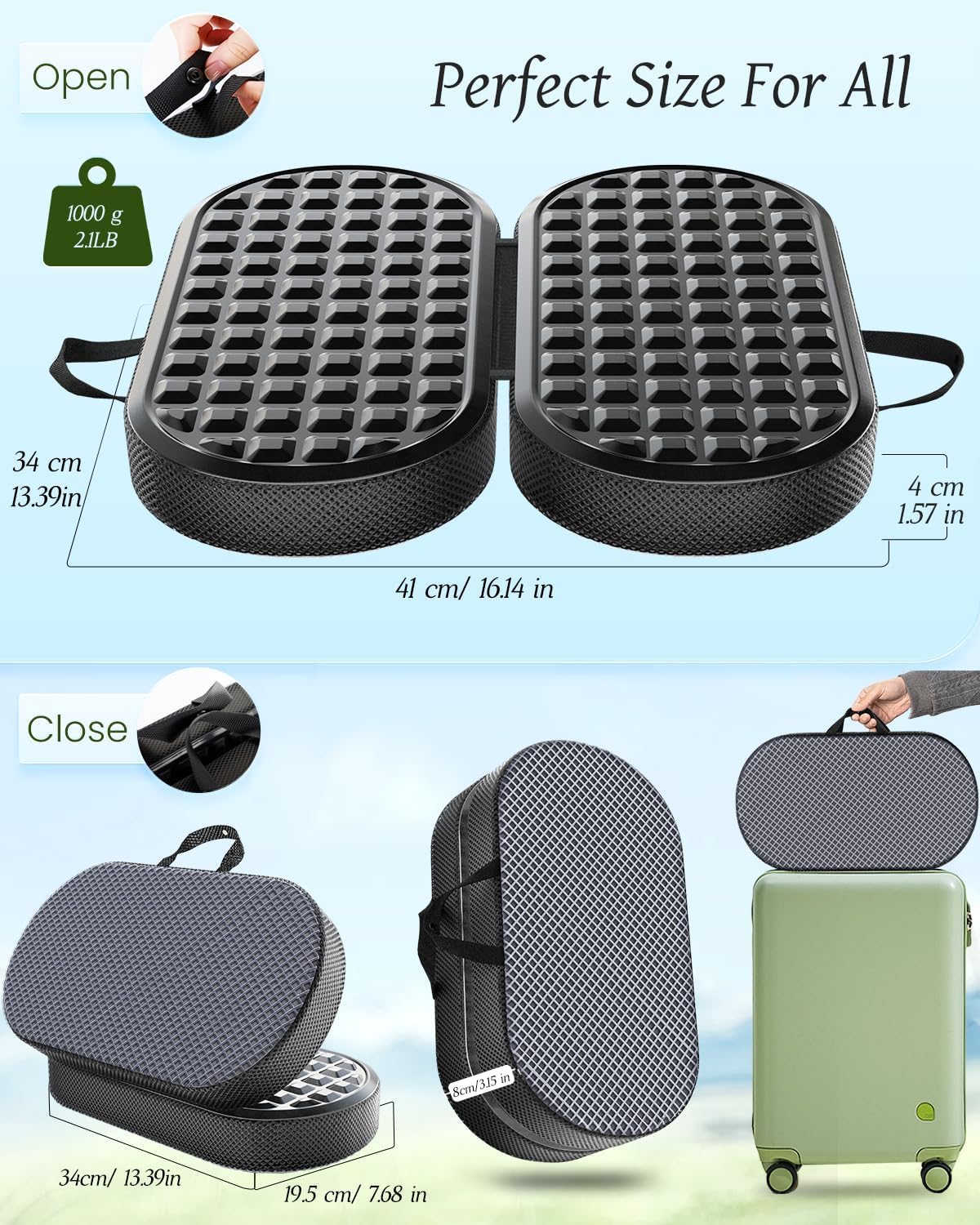 Yalfero Stadium Seats for Bleacher with Folding Memory Foam Seat Cushion, Waterproof Compact Bleacher Seat Cushion,Portable Dual Handles for Indoor Outdoor, Sports Events, Camping(Black)
