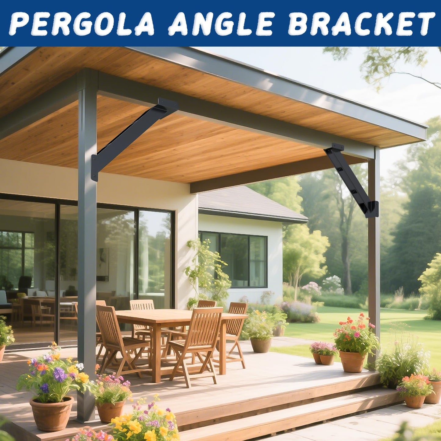 TAYORY 8 Pcs 45 Degree Angle Brackets, 4x4 Pergola Brackets Kit , for 4''x4'' Lumber (Actual: 3.6''x3.6'') , for Wooden Structures Such as Pergolas, Gazebos