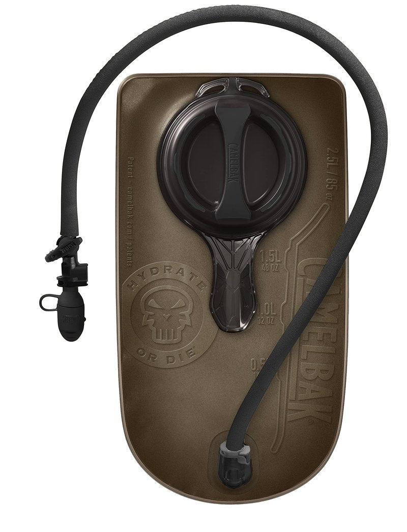 CamelBak Mil‑Spec Crux Hydration Reservoir with Tube Cover, High‑Flow 85oz / 2.5L Tactical Water Bladder, Black