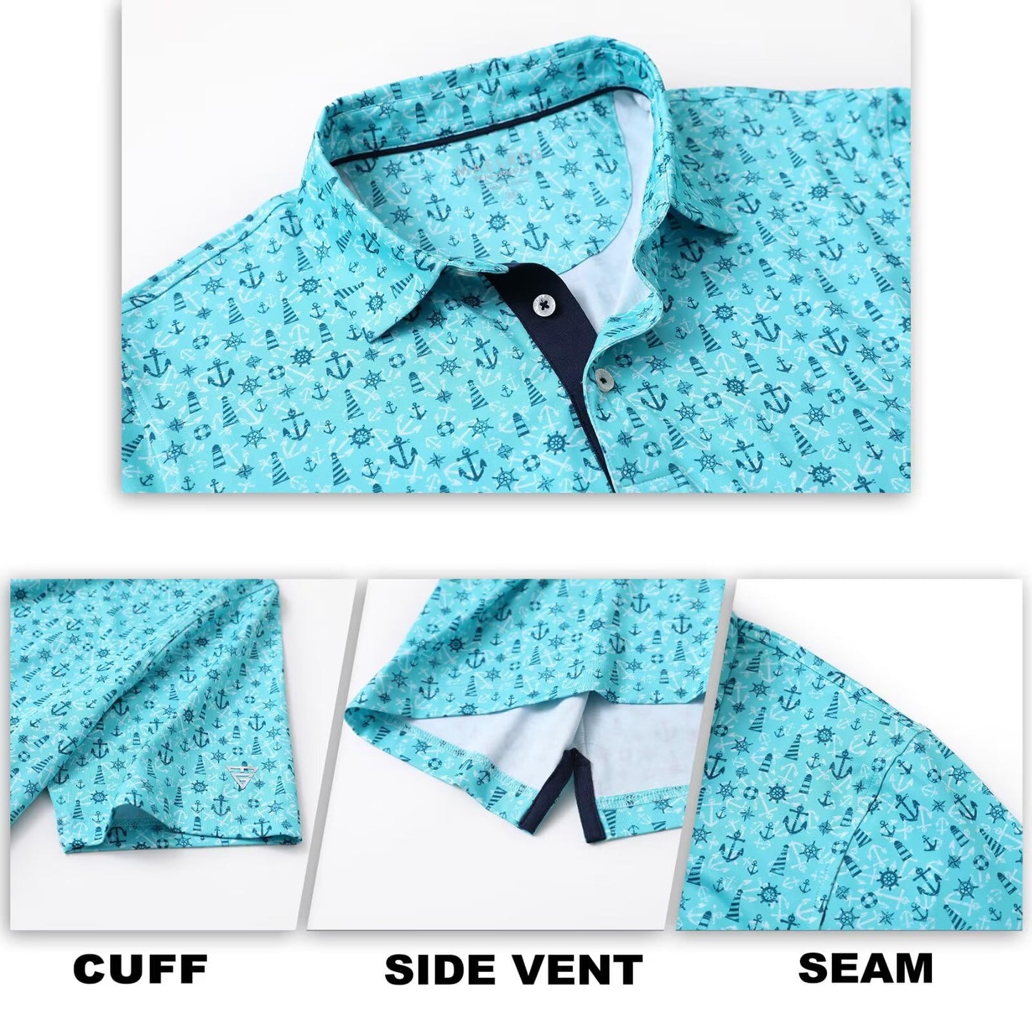 M MAELREG Golf Shirts for Men Dry Fit Print Patterns Performance Moisture Wicking Mens Polo Shirts Short Sleeve