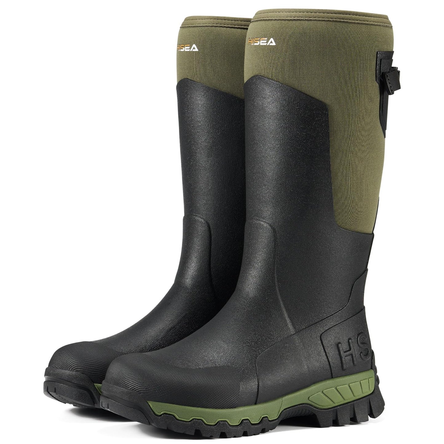 HISEA Men's Tall Boot with Arctic Ice Grip, Waterproof Rubber Rain Boots, Insulated Neoprene Warm Mud Boots for Outdoor Work Hunting