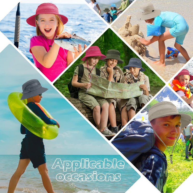 Outdoor Kids Sun Hat - UPF 50+ Quick Dry Adjustable Bucket Hat | Windproof Waterproof for Beach & Safari