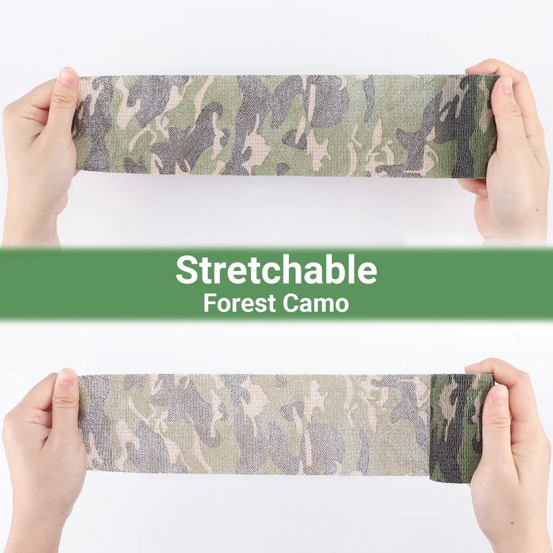 DROK 10 Roll Camo Grip Tape, 2.95in x 14.76ft Adhesive Stretch Cohesive Camo Tape for Outdoor Athletic Sports Bicycle Hockey Skateboard Scooter Bat, 4.92Yard Waterproof Protective Bandage Cover