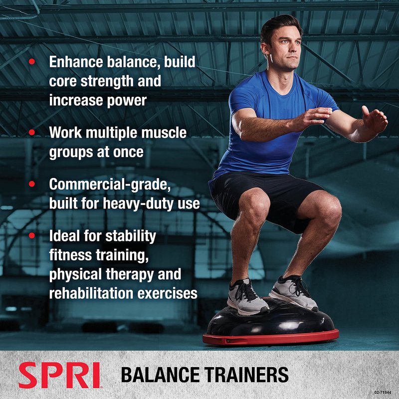 SPRI Balance Trainer Sport - Dome Shape Half-Exercise Ball with Non-Skid Base - For Balance Training, Strength Building, Toning, and Improved Flexibility - 50cm Diameter