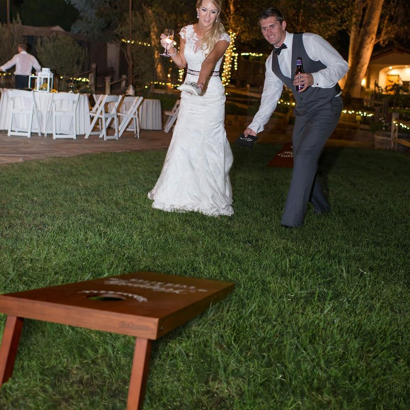 Wedding Cornhole Bag Set - 4 Black Mr Bags & 4 White Mrs Bags | Perfect for Wedding Games