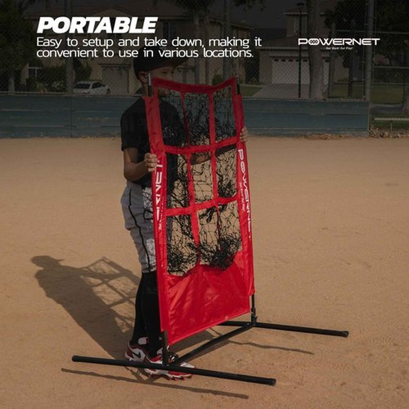 PowerNet Pitching Zone Pro 9 Hole Strike Zone Softball & Baseball Net, Portable Pitching Net with Targets, Includes Sandbags & Carry Bag (9 Targets)