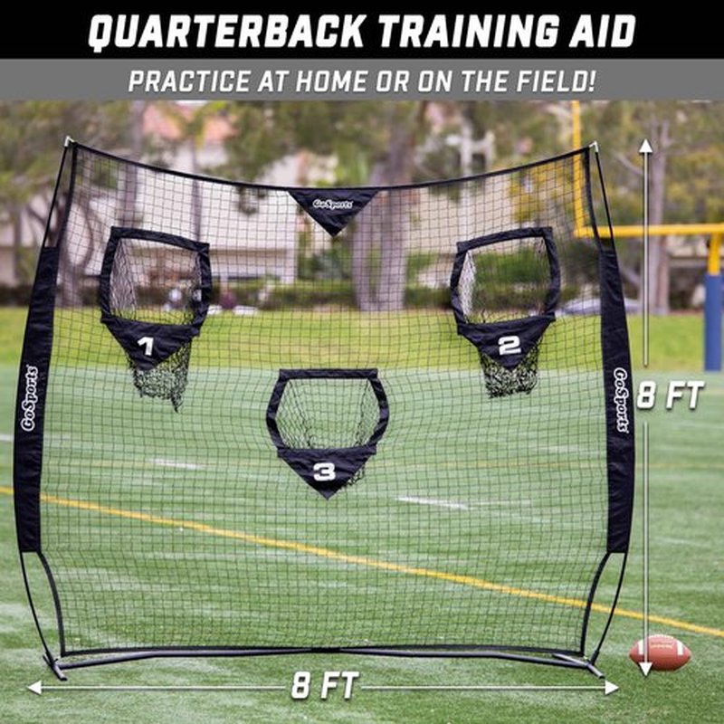 GoSports 8 x 8 ft Football Throwing Net - Black