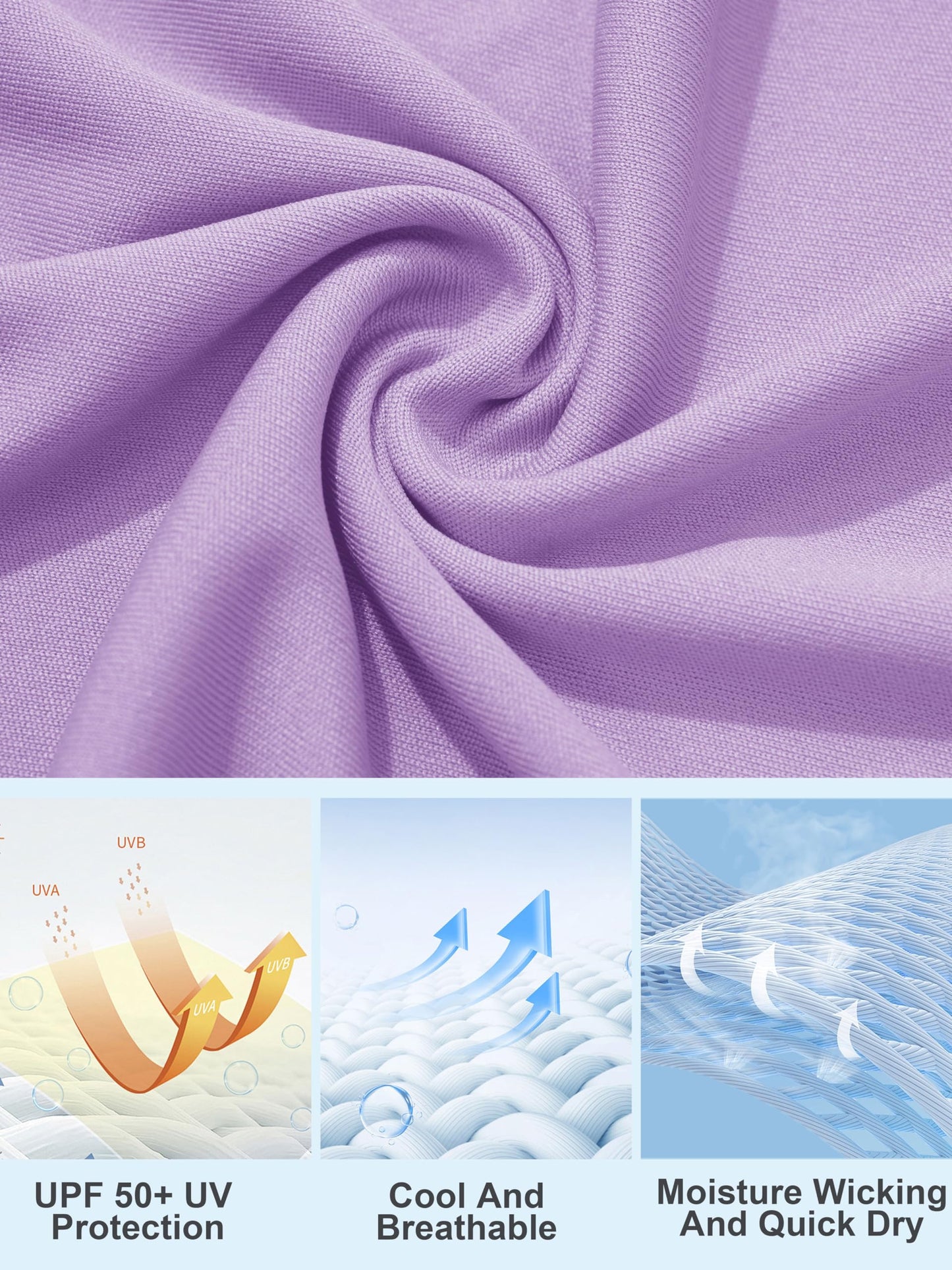 MAGCOMSEN T Shirts for Women UV Shirts for Women Long Sleeve Shirts Summer Running Shirts Women Fishing Shirts Hiking Shirts Workout Shirts for Women Light Purple