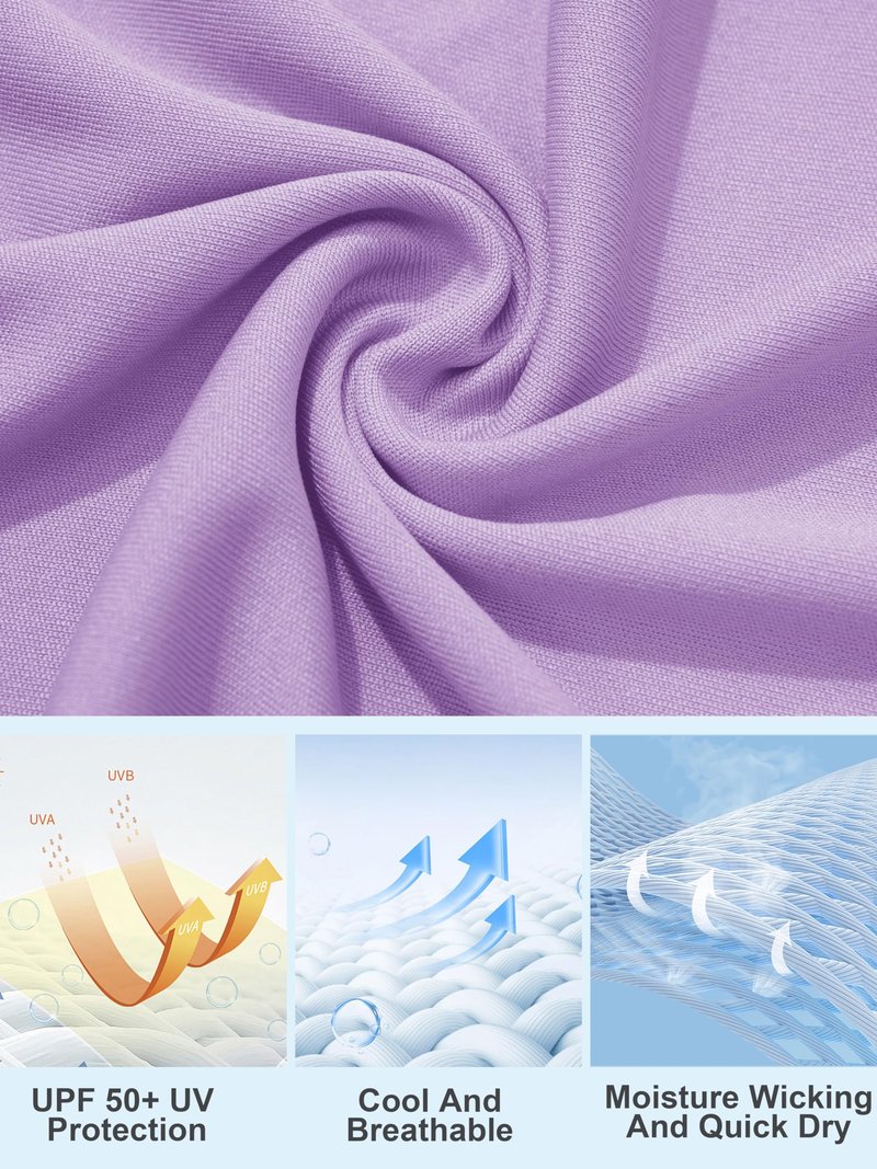 MAGCOMSEN T Shirts for Women UV Shirts for Women Long Sleeve Shirts Summer Running Shirts Women Fishing Shirts Hiking Shirts Workout Shirts for Women Light Purple