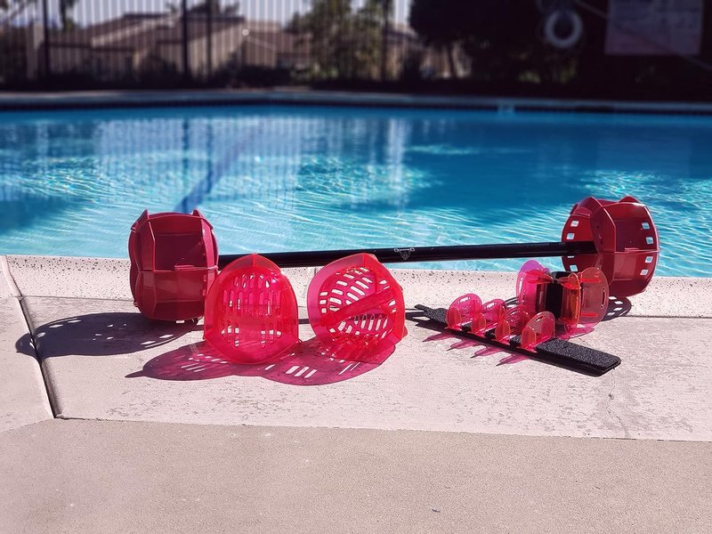 Hydrorevolution Ultimate Pool Exercise Bundle - Medium Resistance Water Weights & Aqualogix Fins | Pink Bells & Barbell Set
