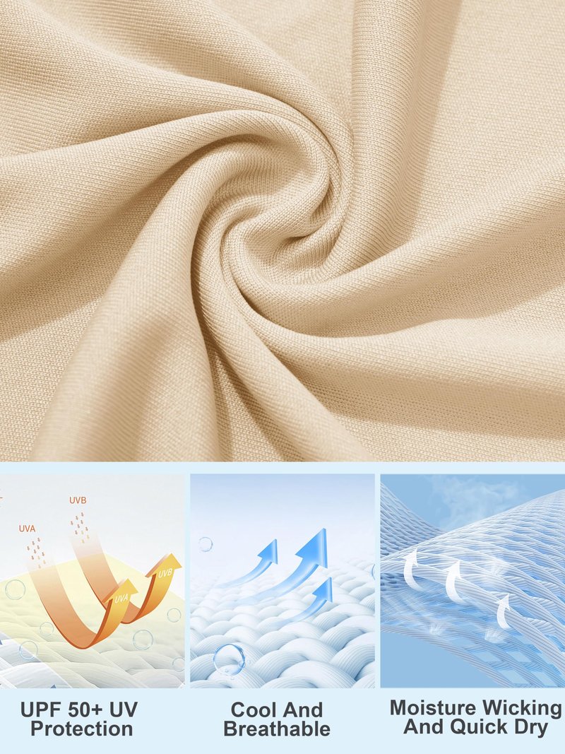 MAGCOMSEN Workout Shirts for Women Running Shirts Women UV Shirts Summer T Shirts UV Protection Shirts for Women Long Sleeve Shirts for Women Light Apricot