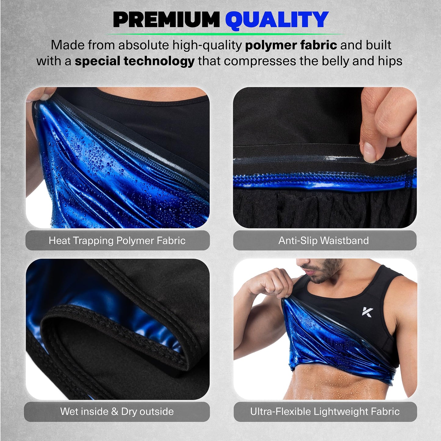 Kewlioo Men's Heat Trapping Pullover Sweat Enhancing Vest - Sauna Suit Shirt Compression Vest Shapewear Top for Gym Exercise (Multicolor, Large-X-Large)