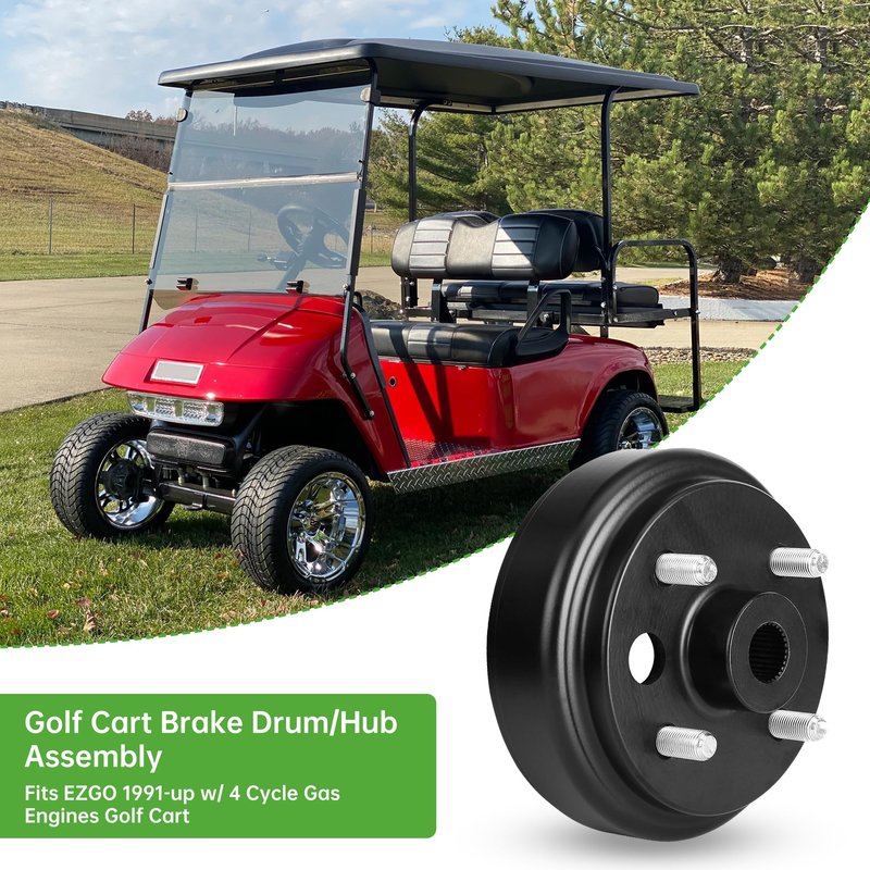 10L0L Golf Cart Brake Drum Hub Assembly for EZGO TXT 1991-up with 4 Cycle Gas Engines, 30-Tooth Spline 1 Inch Large Hole, Replace OEM 21807-G1 21807G1 41843-94