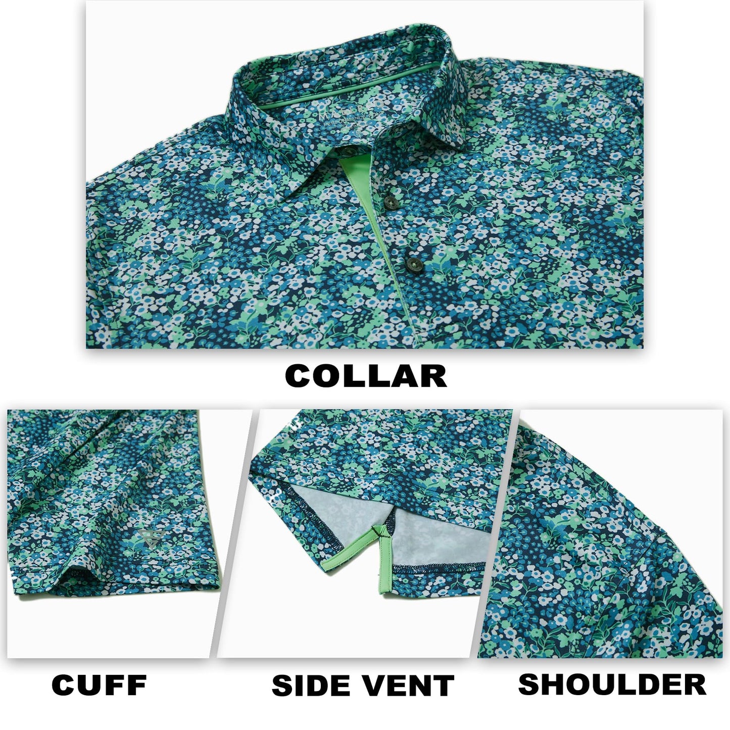 M MAELREG Mens Golf Shirt Short Sleeve Dry Fit Print Moisture Wicking Performance Patterns Collared Polo Shirt