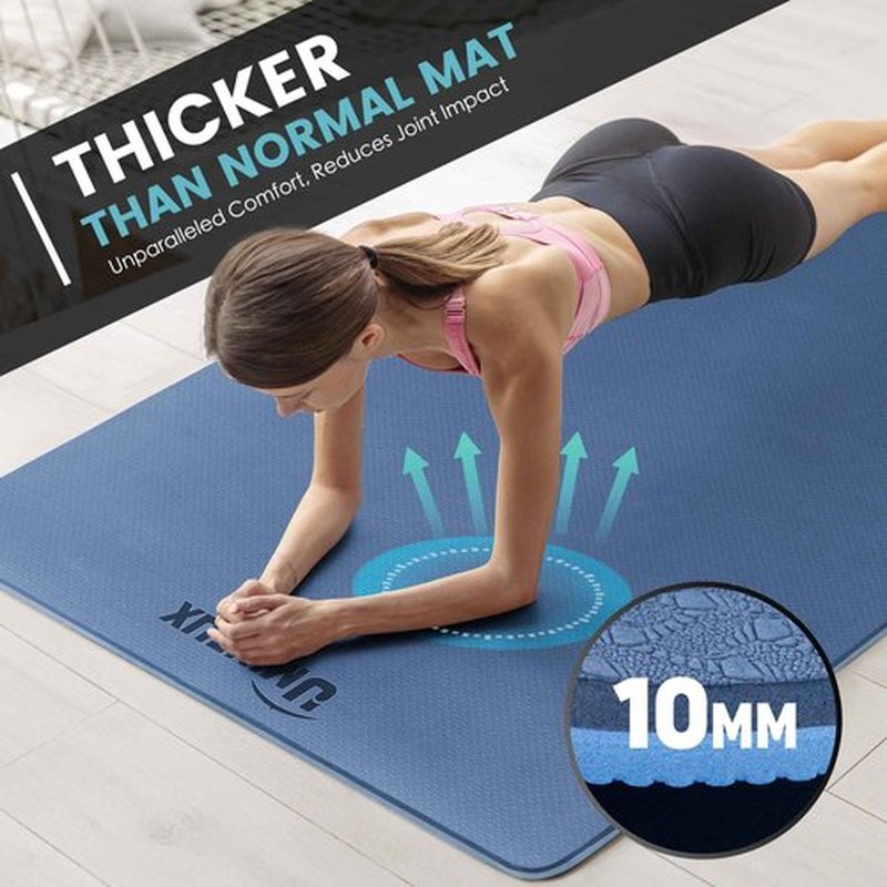 UMINEUX Large Yoga Mat for Men and Women - 6'x4'x10mm, Extra Thick TPE Fitness Mat for Home Gym Workout, Non-Slip, Exercise Mat for Yoga, Pilates, Stretching, Meditation