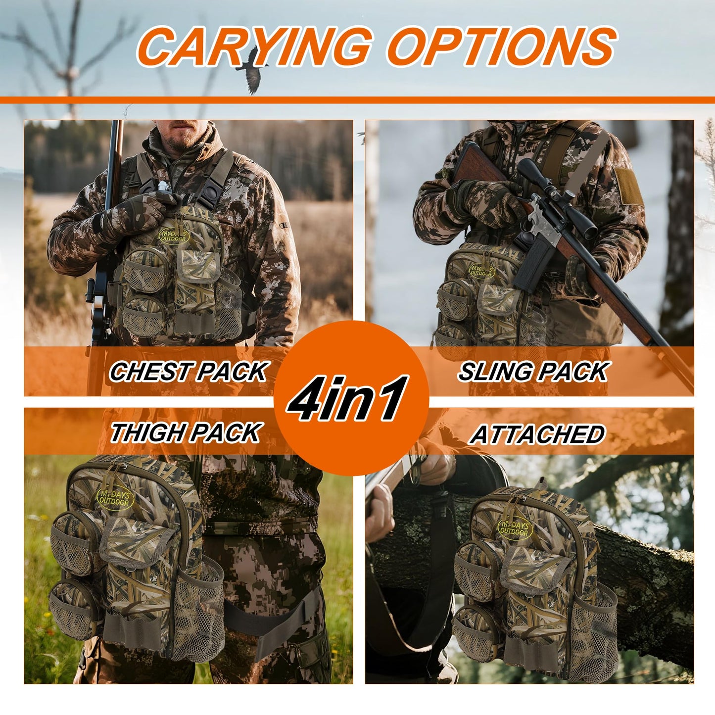MYDAYS OUTDOOR Tactical Shoulder Bag,Hunting Chest Rig,Fly Fishing Chest Pack,Outdoor Military Sling Bag,Sports Chest Pack,Hunting Binocular Pack,Lightweight Carry Pouch