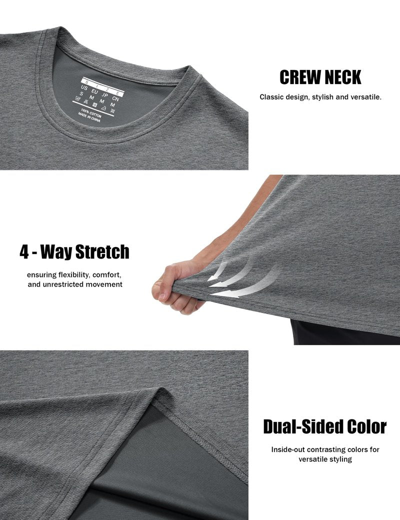 MAGCOMSEN Men's Short Sleeve Dry Fit Tshirts Moisture Wicking Athletic Shirts Sun Protection Workout Shirts Hiking Dark Grey 2XL