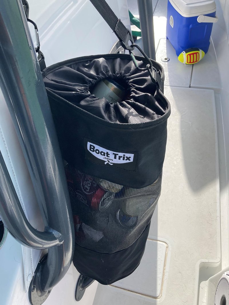 Boat Trash Bag - Large Versatile Hoop Mesh Garbage Bag designed for Use with/or without a bag liner