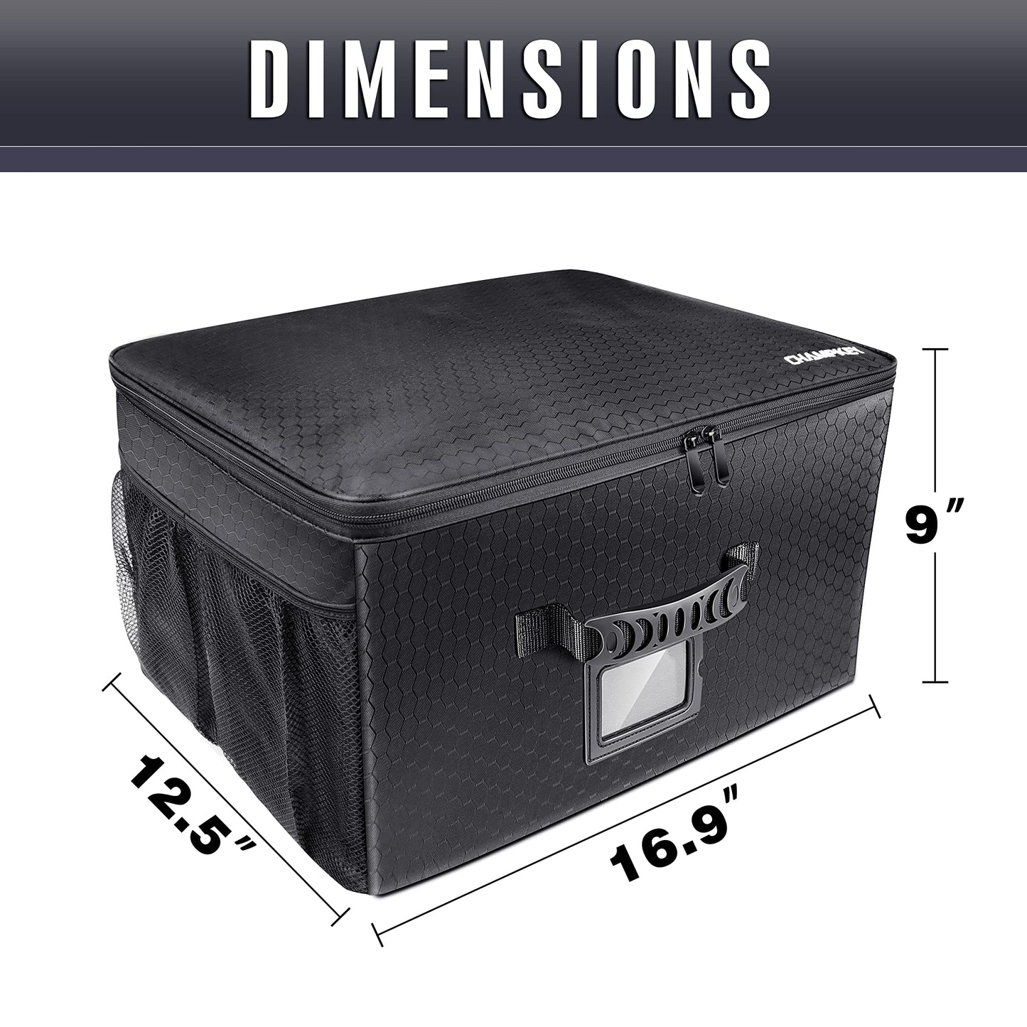 Champkey Golf Trunk Organizer Storage-Portable and Foldable Golf Travel Storage Locker Ideal for Travel Golf and Car Golf (Black)