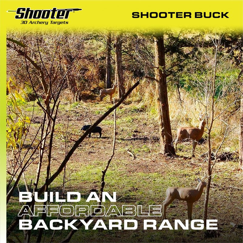SHOOTER Buck 3D Archery Target, 48” Tall, Replaceable Insert for Long Life, Weather-Resistant Construction, High-Density Impact-Response Foam Withstands Field Points, Broadheads, and Expandables