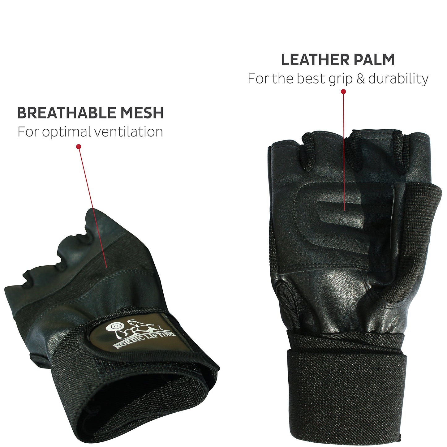 Nordic Lifting Workout Gloves, Weight Lifting Gym Gloves w/Wrist Support