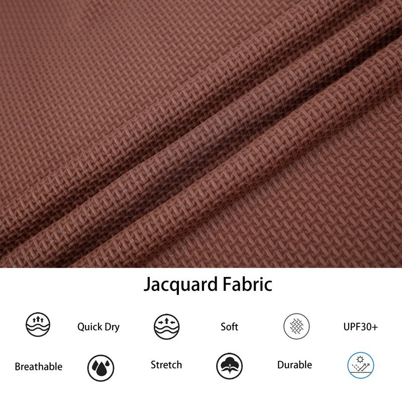 Alex Vando Mens Bubble Jacquard Polo Shirt Super Stretch Short Sleeve Polo Shirts for Men,Coffee,L