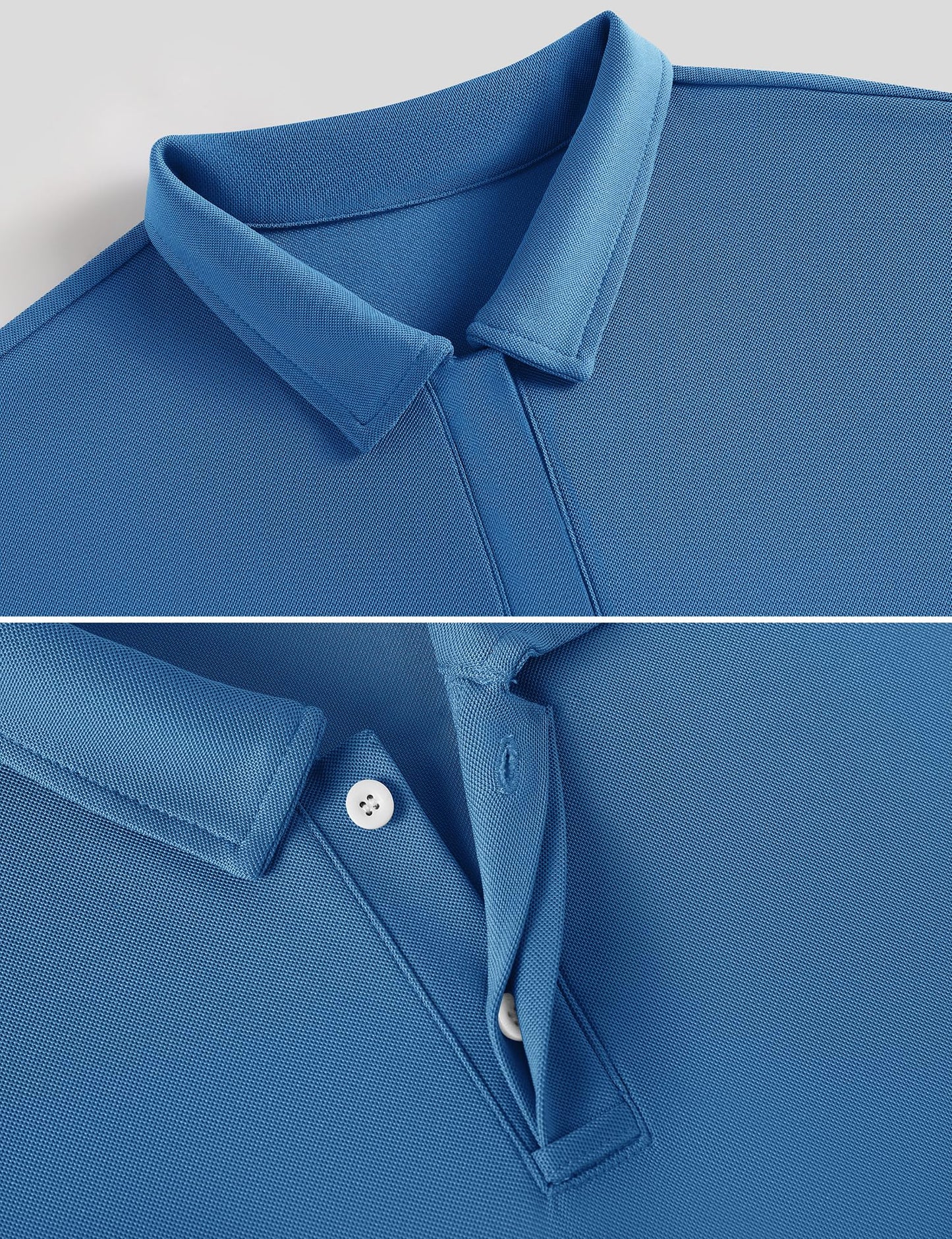 Poriff Golf Shirts for Men Stay-Crisp Collar Dry Fit Performance Moisture Wicking Short Sleeve Polo Shirt Activewear Royal Blue L