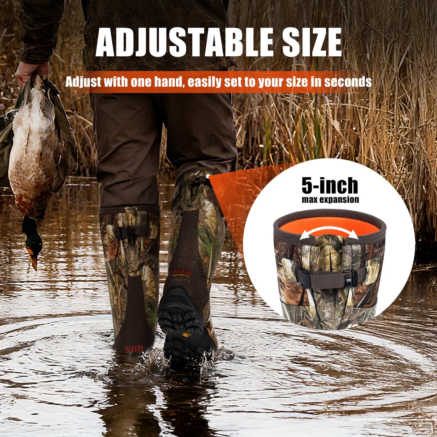Trudave Hunting Boots for Men - 6mm Neoprene Camo Insulated And Waterproof Rubber Boots with Steel Shank