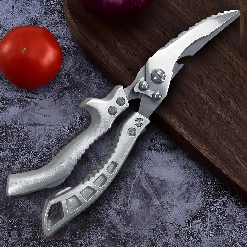 Stainless Steel Heavy-Duty Bone Shears - Sharp Multi-Functional Kitchen Scissors | Silver Finish