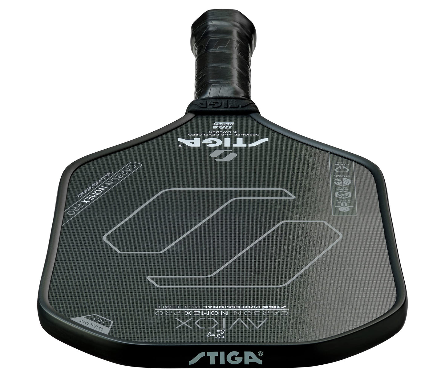 STIGA Aviox Carbon Nomex Pro Pickleball Paddle | Midweight Carbon Fiber Paddle for Power & Speed - Professional Grade - USAPA Approved - Designed in Sweden