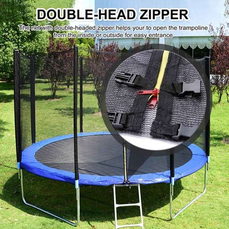 SUOGROLI Trampoline Safety Net, 4/4.6/5/6/8/10/12/13/14/16FT Garden Trampoline Replacement Net, Kids Protective Fence,488cm-12Poles-16ft,Black