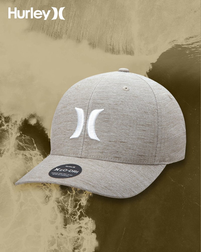 Hurley Mens Baseball Cap - Moisture Wicking Flexfit Fitted Hat for Men, Curved Brim Ball Cap with H2O Dri Sweatband, Size Large-X-Large, Wheat