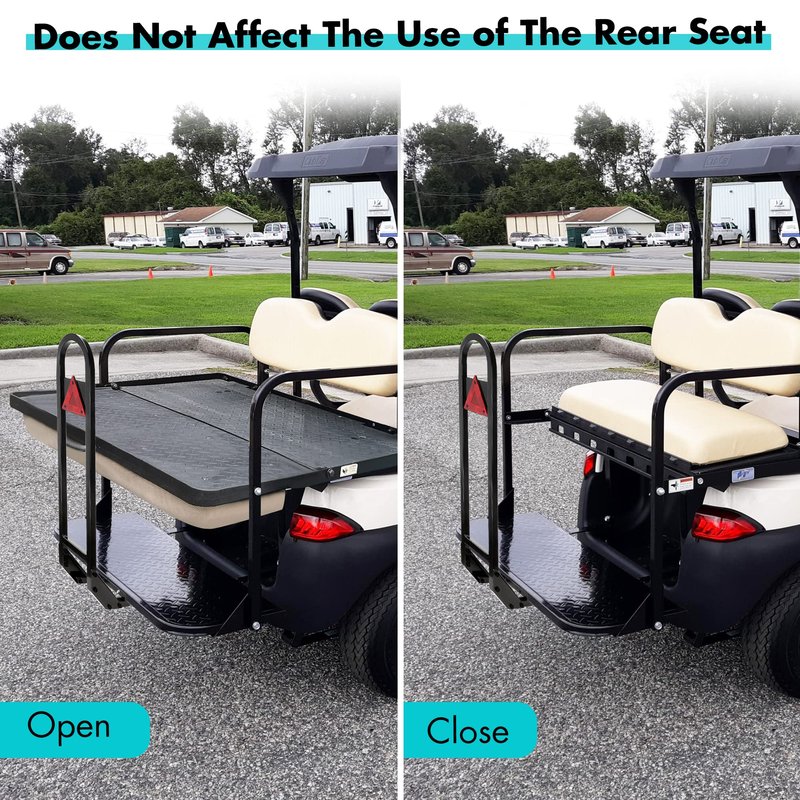 10L0L Universal Golf Cart Rear Safety Grab Bar w/Triangle Reflector Fit for Yamaha Club Car EZGO (2+2) /(4+2) Passenger Golf Cart Manual Hardware Included