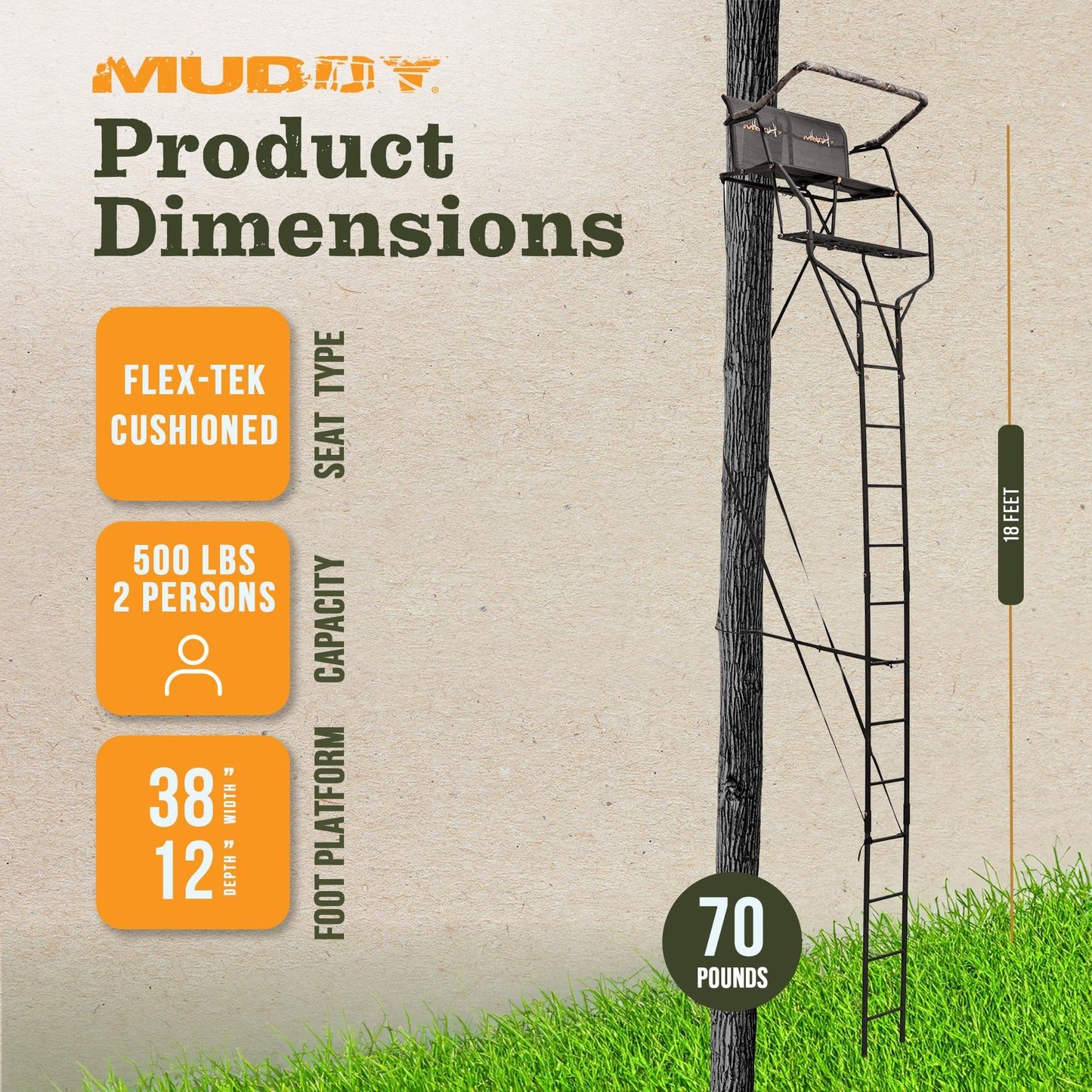 Muddy Double Droptine Deer Hunting Ladderstand, 2 Person