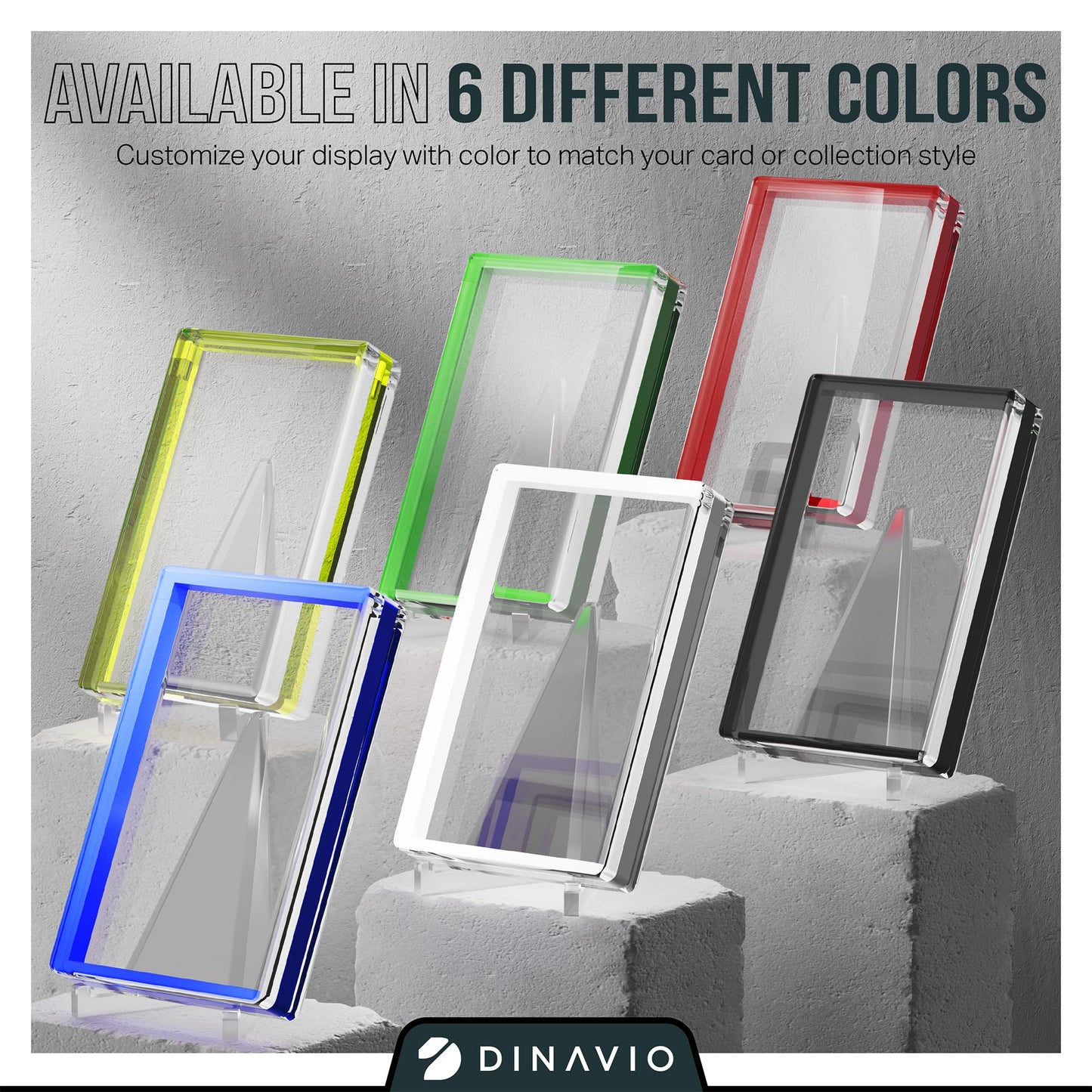 Dinavio Crafthouse PSA Graded Card Display Acrylic Case for Standard PSA and CGC Slabs - Slab Case - PSA Card Case - Graded Card Display Case - Updated Dimensions - Stand Included (Red Border)