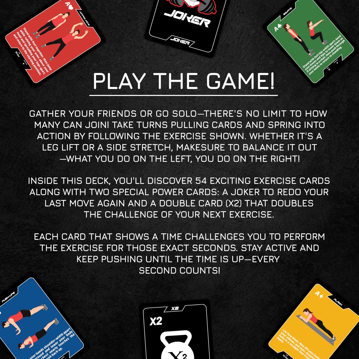 BREAKING LIMITS Workout Cards Deck - Body Weight Exercise Cards for Home Workouts - Fitness Cards for Men & Women - Body Deck for Weightlifting - Workout Card Games