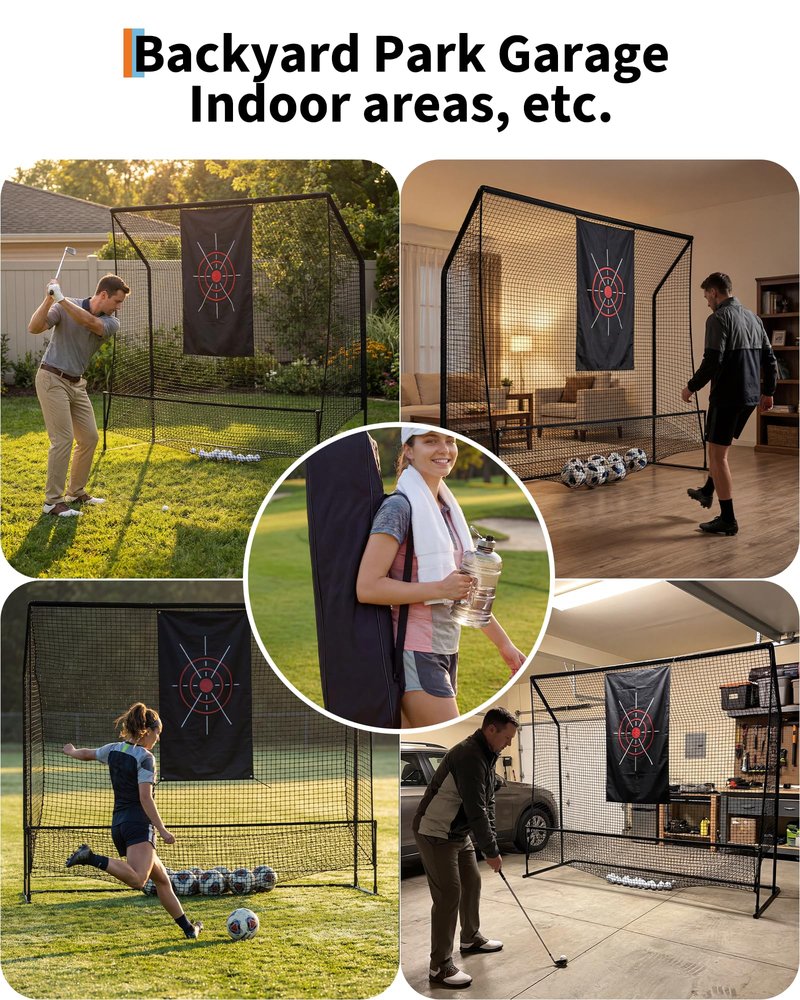 Golf Hitting Nets for Backyard Driving Real Balls, 10x7.5FT Heavy Duty Golf Practice Chipping Nets with Targeting Cloth, Outdoor & Indoor Portable Chipping Practice Swing Training Netting